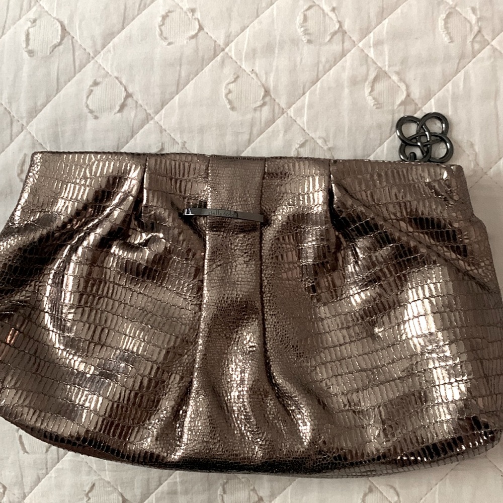 Stella and Dot Leather, metallic pewter,no dust bag.